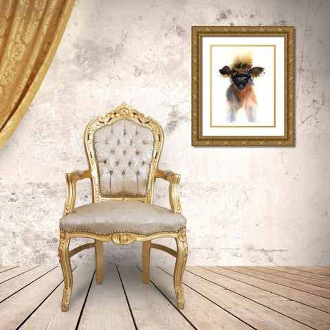 Calf Gold Ornate Wood Framed Art Print with Double Matting by Shefranov, Olga