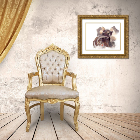 Elephant III Gold Ornate Wood Framed Art Print with Double Matting by Shefranov, Olga