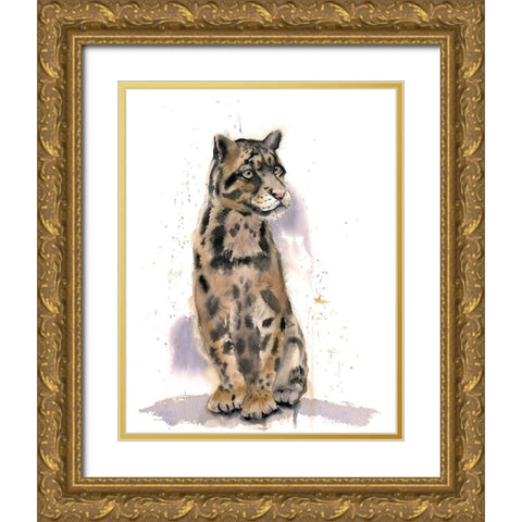 Wild Cat Gold Ornate Wood Framed Art Print with Double Matting by Shefranov, Olga
