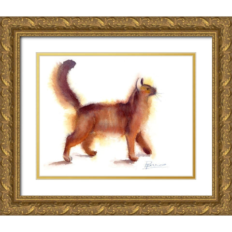 Cat Gold Ornate Wood Framed Art Print with Double Matting by Shefranov, Olga