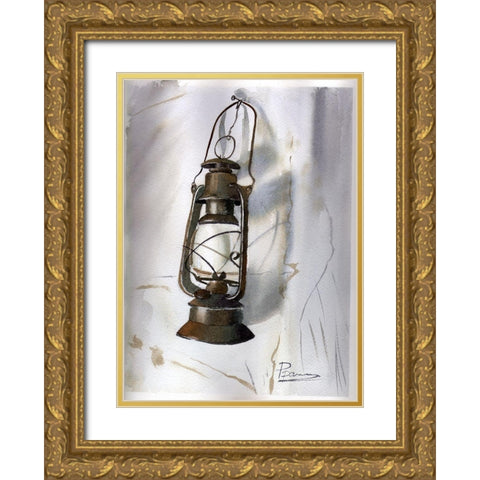 Lantern Gold Ornate Wood Framed Art Print with Double Matting by Shefranov, Olga