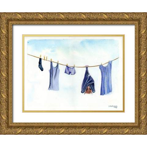 Clothesline II Gold Ornate Wood Framed Art Print with Double Matting by Shefranov, Olga