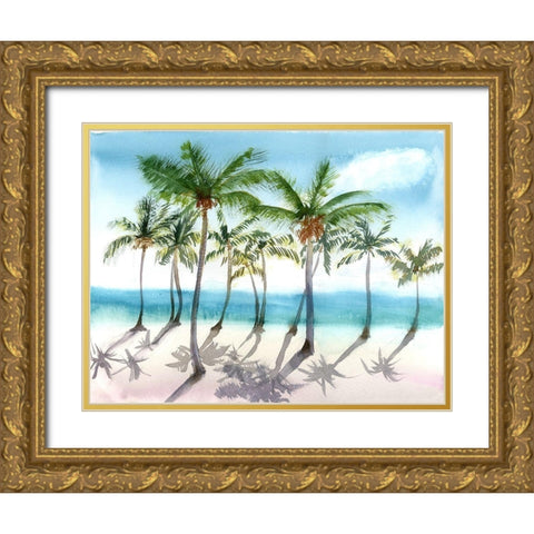 Palm Trees Gold Ornate Wood Framed Art Print with Double Matting by Shefranov, Olga