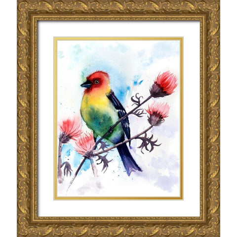 Tropical Bird III Gold Ornate Wood Framed Art Print with Double Matting by Shefranov, Olga