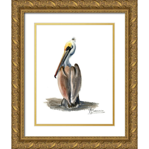 Beach Bird Gold Ornate Wood Framed Art Print with Double Matting by Shefranov, Olga