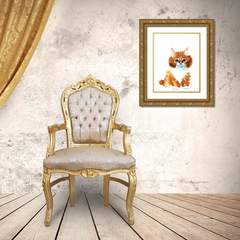 Orange Cat Gold Ornate Wood Framed Art Print with Double Matting by Shefranov, Olga