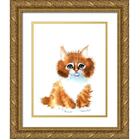 Orange Cat Gold Ornate Wood Framed Art Print with Double Matting by Shefranov, Olga