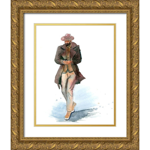 Cowboy Gold Ornate Wood Framed Art Print with Double Matting by Shefranov, Olga