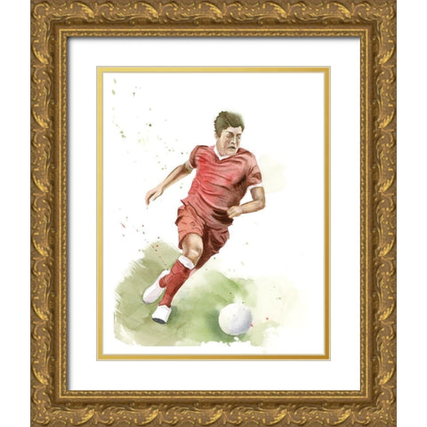 Soccer Player Gold Ornate Wood Framed Art Print with Double Matting by Shefranov, Olga