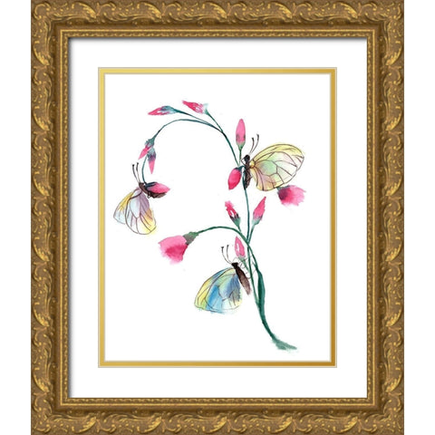 Flower Gold Ornate Wood Framed Art Print with Double Matting by Shefranov, Olga