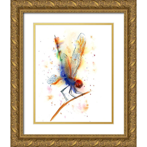 Dragonfly II Gold Ornate Wood Framed Art Print with Double Matting by Shefranov, Olga