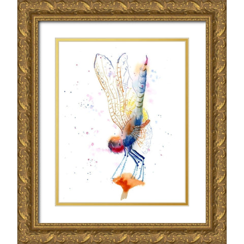 Dragonfly II Gold Ornate Wood Framed Art Print with Double Matting by Shefranov, Olga