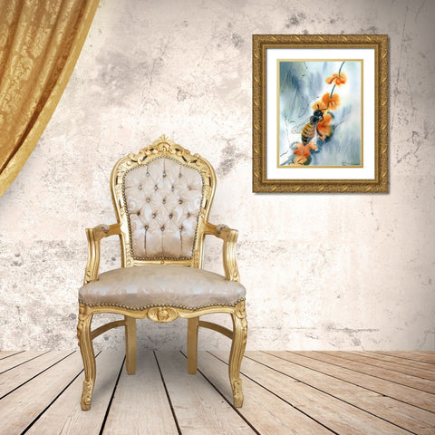 Bee III Gold Ornate Wood Framed Art Print with Double Matting by Shefranov, Olga