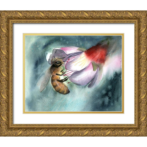 Bee III Gold Ornate Wood Framed Art Print with Double Matting by Shefranov, Olga