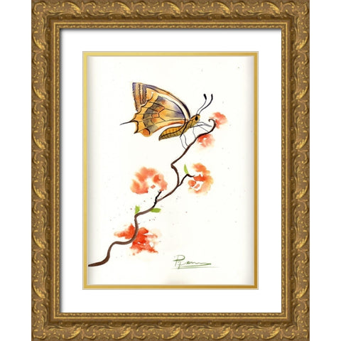Butterfly III Gold Ornate Wood Framed Art Print with Double Matting by Shefranov, Olga