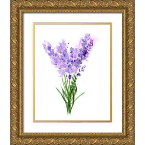 Purple Flowers V Gold Ornate Wood Framed Art Print with Double Matting by Shefranov, Olga