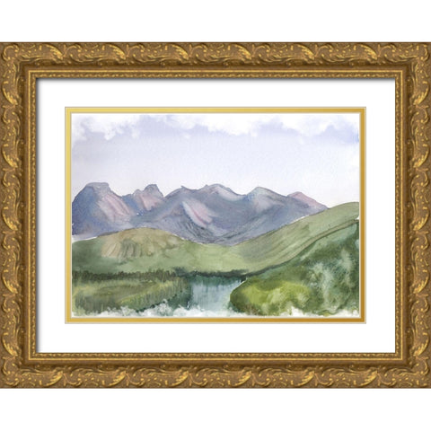 Mountain Scape Gold Ornate Wood Framed Art Print with Double Matting by Shefranov, Olga