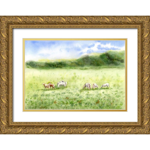 Field Scape Gold Ornate Wood Framed Art Print with Double Matting by Shefranov, Olga