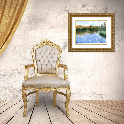 Lake Scape II Gold Ornate Wood Framed Art Print with Double Matting by Shefranov, Olga