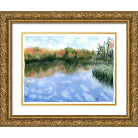 Lake Scape II Gold Ornate Wood Framed Art Print with Double Matting by Shefranov, Olga