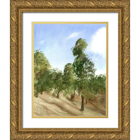 Apple Trees Gold Ornate Wood Framed Art Print with Double Matting by Shefranov, Olga