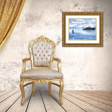Sailboats Gold Ornate Wood Framed Art Print with Double Matting by Shefranov, Olga