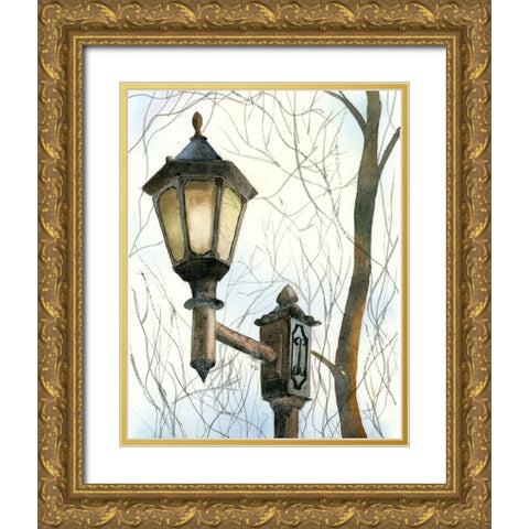 Lamppost I Gold Ornate Wood Framed Art Print with Double Matting by Shefranov, Olga