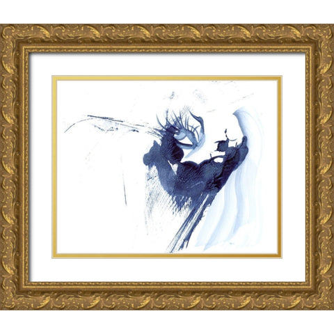 Figurative in Navy Gold Ornate Wood Framed Art Print with Double Matting by Shefranov, Olga