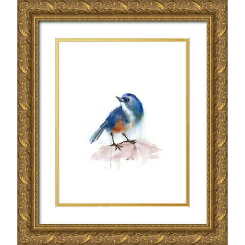 Blue Bird Gold Ornate Wood Framed Art Print with Double Matting by Shefranov, Olga