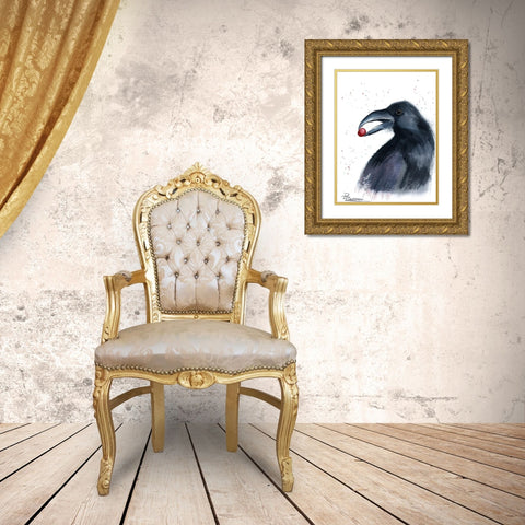 Crow Gold Ornate Wood Framed Art Print with Double Matting by Shefranov, Olga
