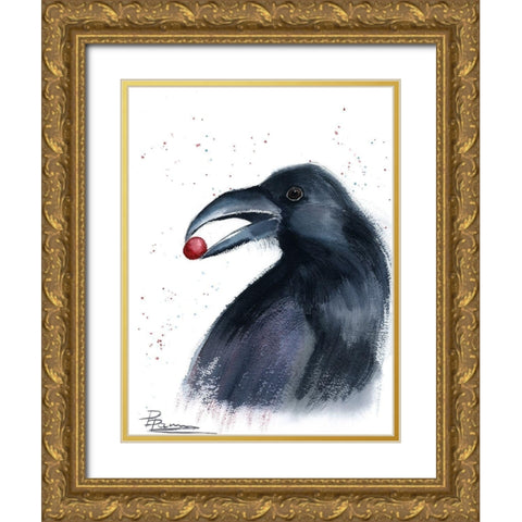 Crow Gold Ornate Wood Framed Art Print with Double Matting by Shefranov, Olga