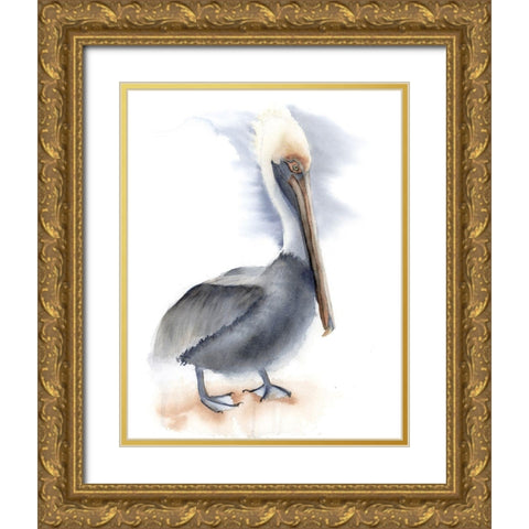 Pelican Gold Ornate Wood Framed Art Print with Double Matting by Shefranov, Olga