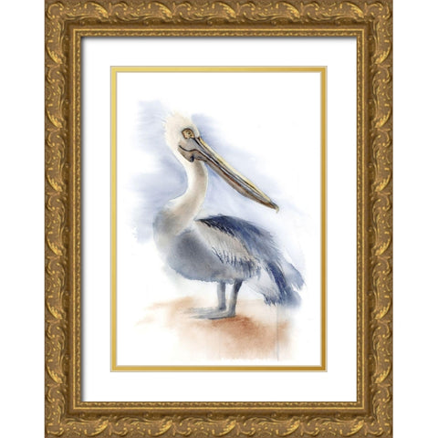 Pelican IV Gold Ornate Wood Framed Art Print with Double Matting by Shefranov, Olga