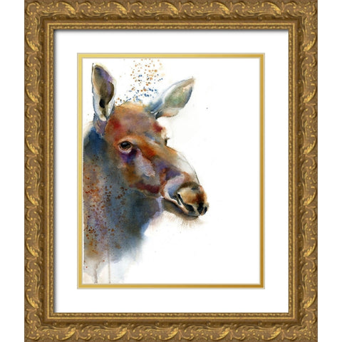 Moose Gold Ornate Wood Framed Art Print with Double Matting by Shefranov, Olga