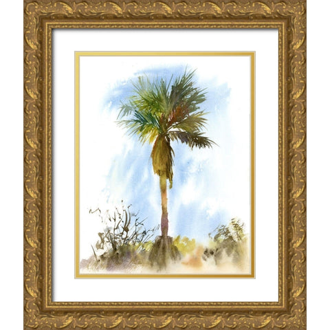 Palm Tree Gold Ornate Wood Framed Art Print with Double Matting by Shefranov, Olga