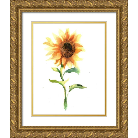 Sunflower III Gold Ornate Wood Framed Art Print with Double Matting by Shefranov, Olga