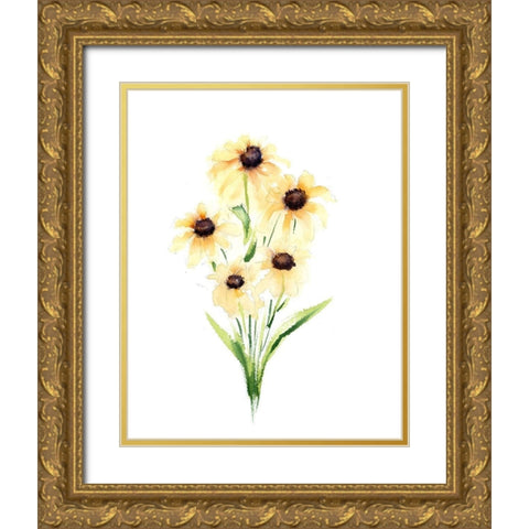 Daisy Gold Ornate Wood Framed Art Print with Double Matting by Shefranov, Olga