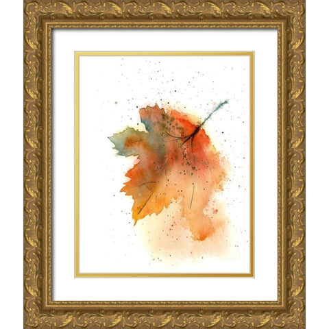 Fall Leaves II Gold Ornate Wood Framed Art Print with Double Matting by Shefranov, Olga
