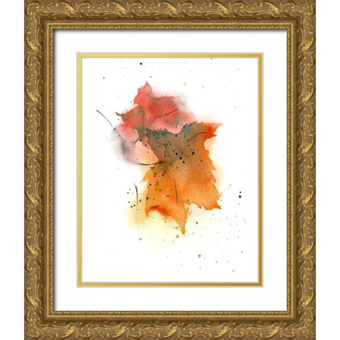 Fall Leaves IV Gold Ornate Wood Framed Art Print with Double Matting by Shefranov, Olga