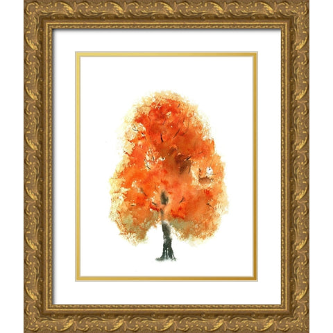 Fall Tree I Gold Ornate Wood Framed Art Print with Double Matting by Shefranov, Olga
