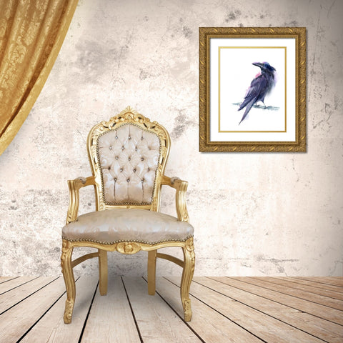 Crow II Gold Ornate Wood Framed Art Print with Double Matting by Shefranov, Olga