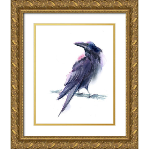 Crow II Gold Ornate Wood Framed Art Print with Double Matting by Shefranov, Olga