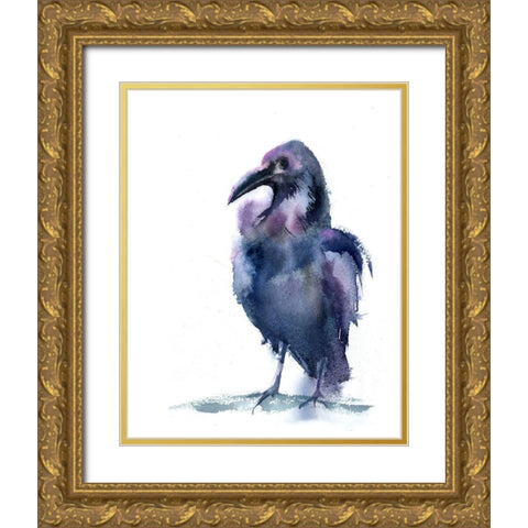 Crow IV Gold Ornate Wood Framed Art Print with Double Matting by Shefranov, Olga