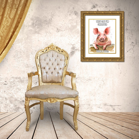 Smarter Than a Dog Gold Ornate Wood Framed Art Print with Double Matting by Shefranov, Olga