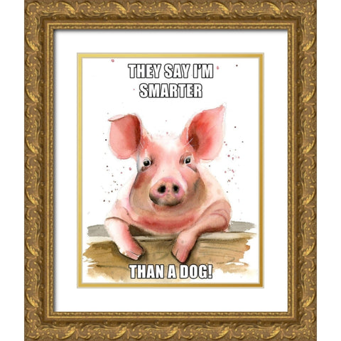 Smarter Than a Dog Gold Ornate Wood Framed Art Print with Double Matting by Shefranov, Olga