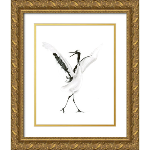 Dancing Bird II Gold Ornate Wood Framed Art Print with Double Matting by Shefranov, Olga