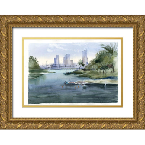 Oasis Gold Ornate Wood Framed Art Print with Double Matting by Shefranov, Olga