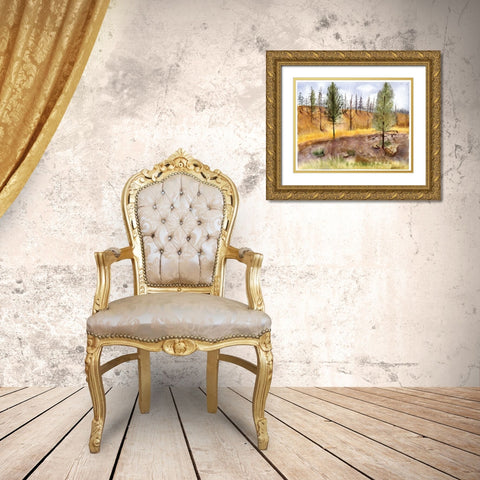 Lodge Landscape Gold Ornate Wood Framed Art Print with Double Matting by Shefranov, Olga