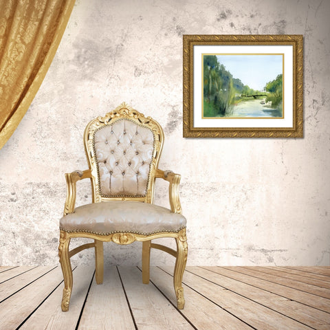 Creek Gold Ornate Wood Framed Art Print with Double Matting by Shefranov, Olga