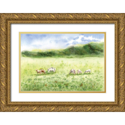 Farmscape Gold Ornate Wood Framed Art Print with Double Matting by Shefranov, Olga